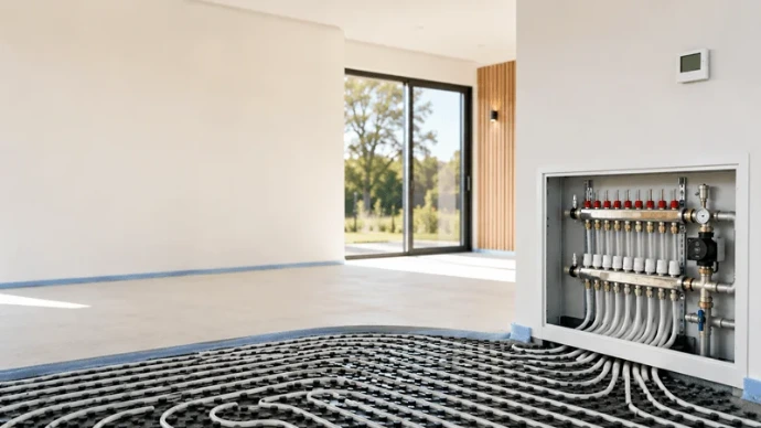 Vloerverwarming en verwarmingsinstallatie tijdens een Easykit zelfbouwproject