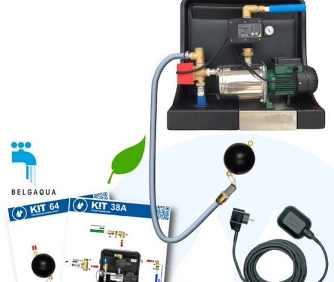 Compact regenwatersysteem voor automatische omschakeling tussen regenwater en leidingwater