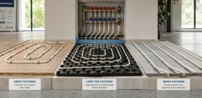 Low Top vloerverwarming met noppenplaat voor lage opbouw