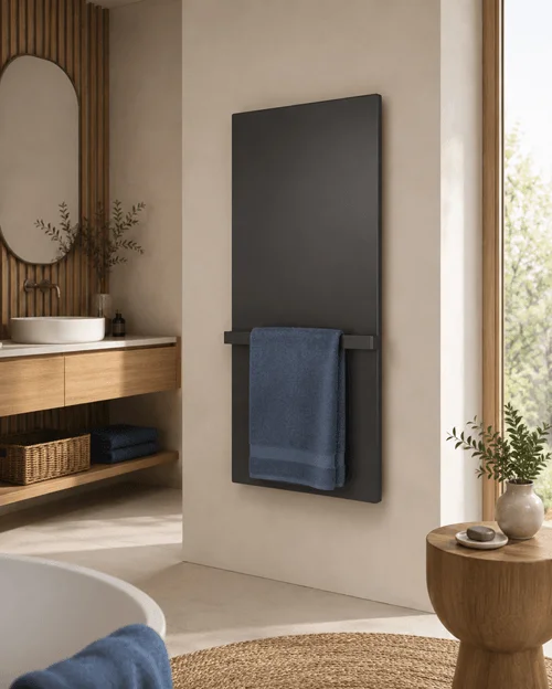 Stelrad Rayo infraroodpaneel met handdoekhouder voor elektrische bijverwarming